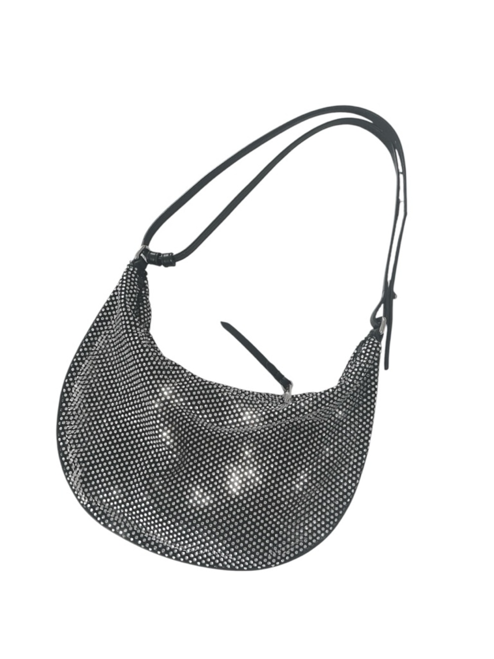 Zara Black Rhinestone Crescent Shoulder Bag - Picture 2 of 7